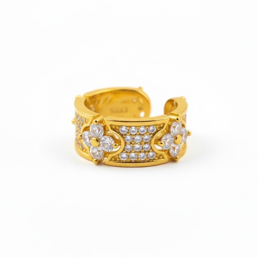 GOLD FLORETTE CZ ADJUSTABLE RING - Picture 4 of 4